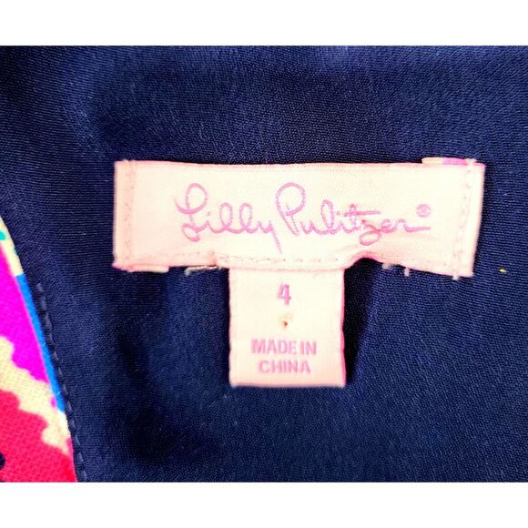 Lilly Pulitzer Size 4 Chevron Sherlynn Hearts A Flutter dress Sleeveless #699 - Picture 8 of 11